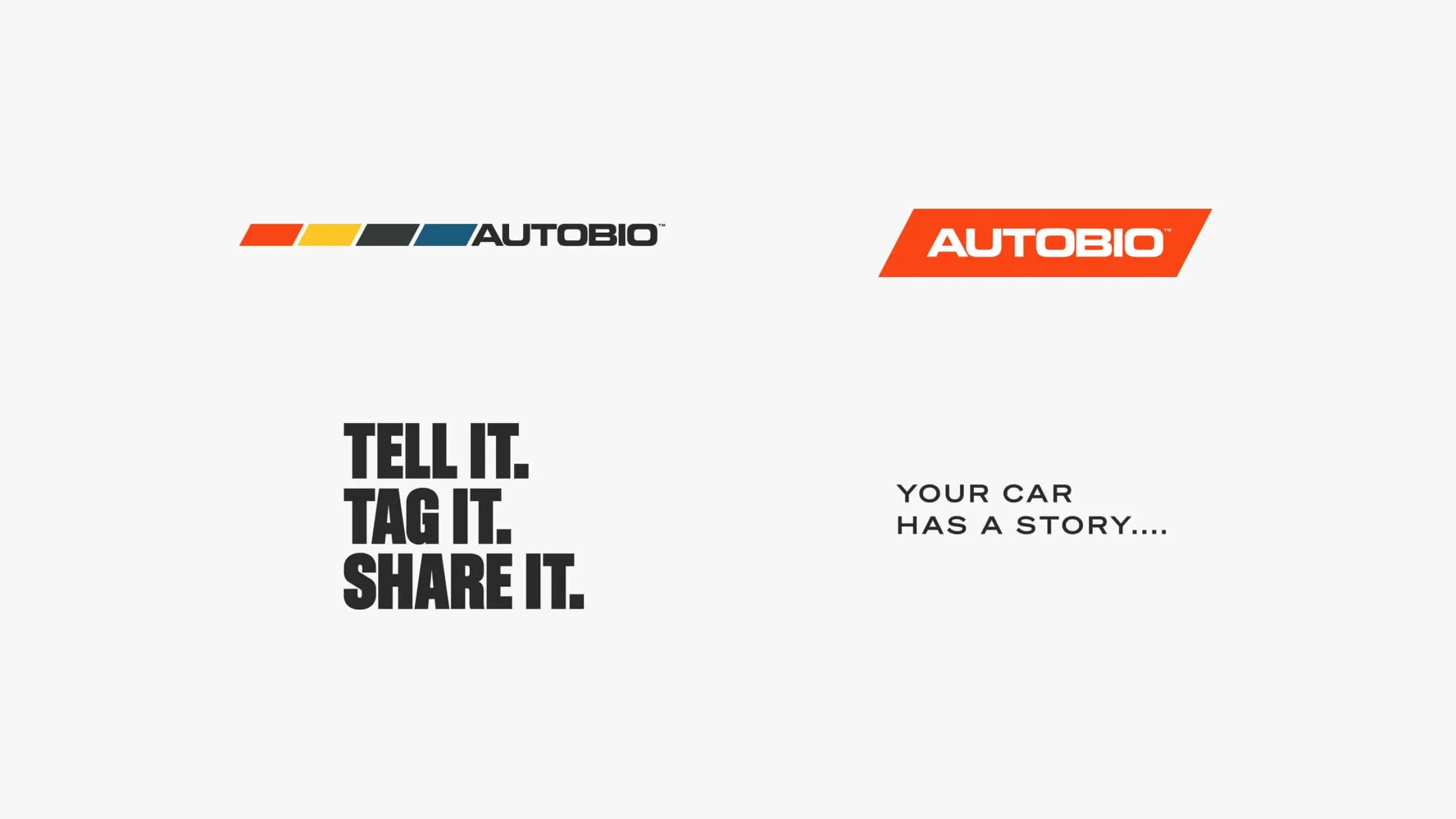 Two Autobio logos on a white background with text.
