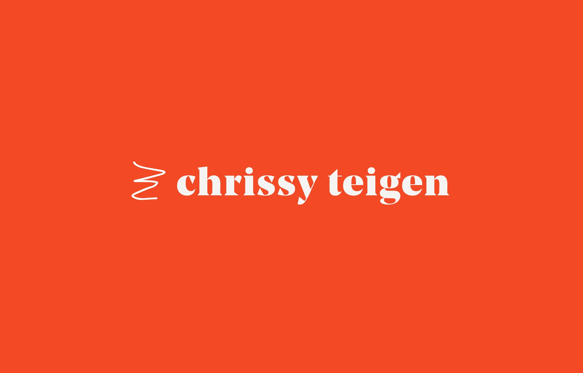 Logo of Chrissy Teigen on an orange background