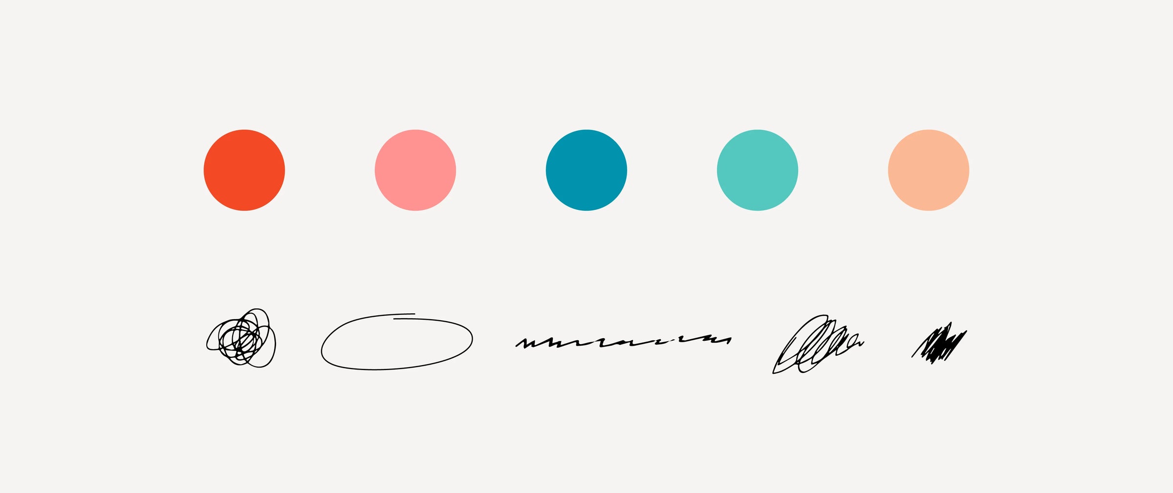 Color swatches and signature styles on a white background