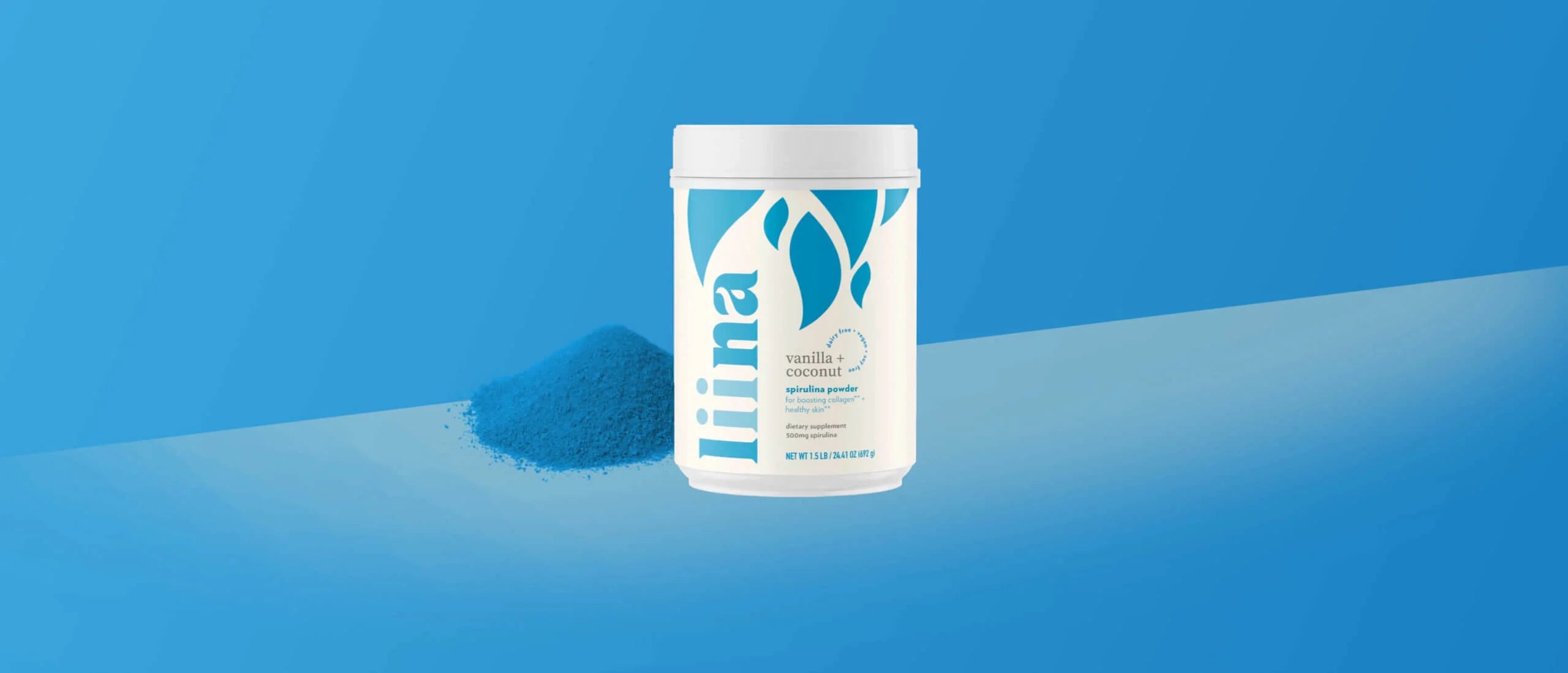 Container of Ultima product on a blue background
