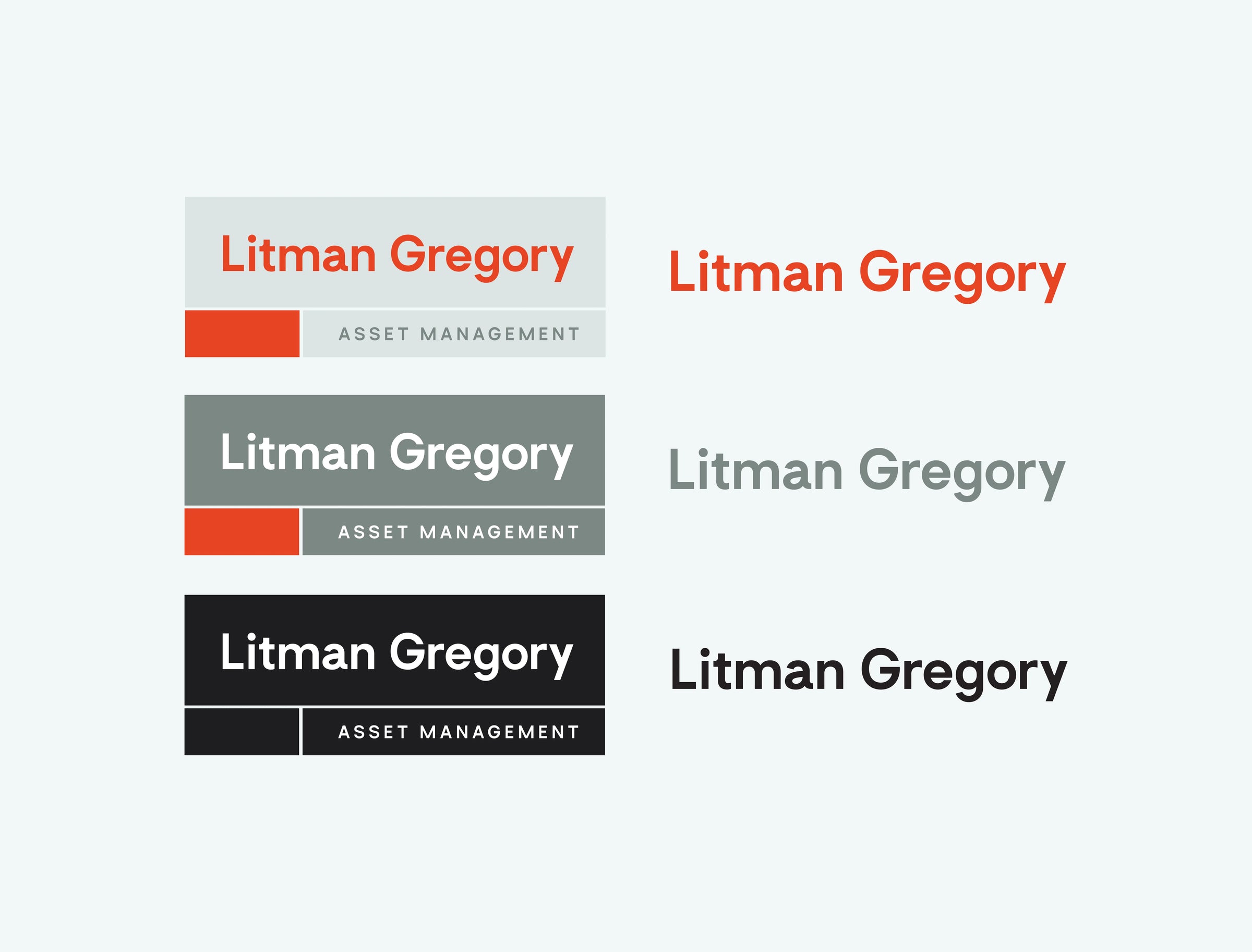 Litman Gregory logo variations on a white background