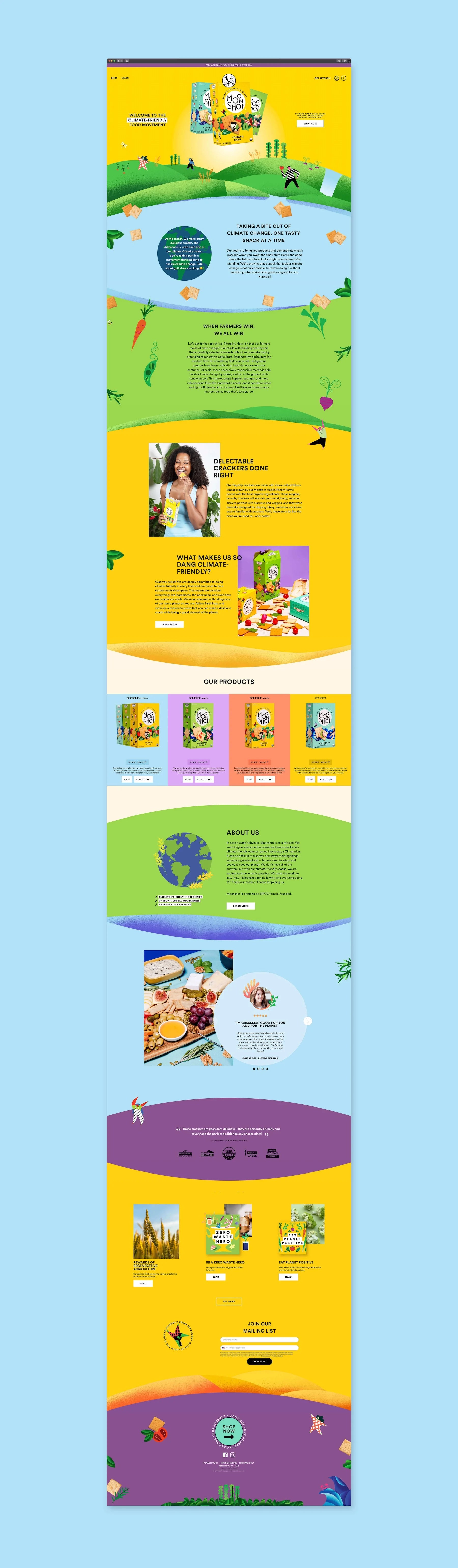 Multicolored vertical banner with various images and text on a blue background