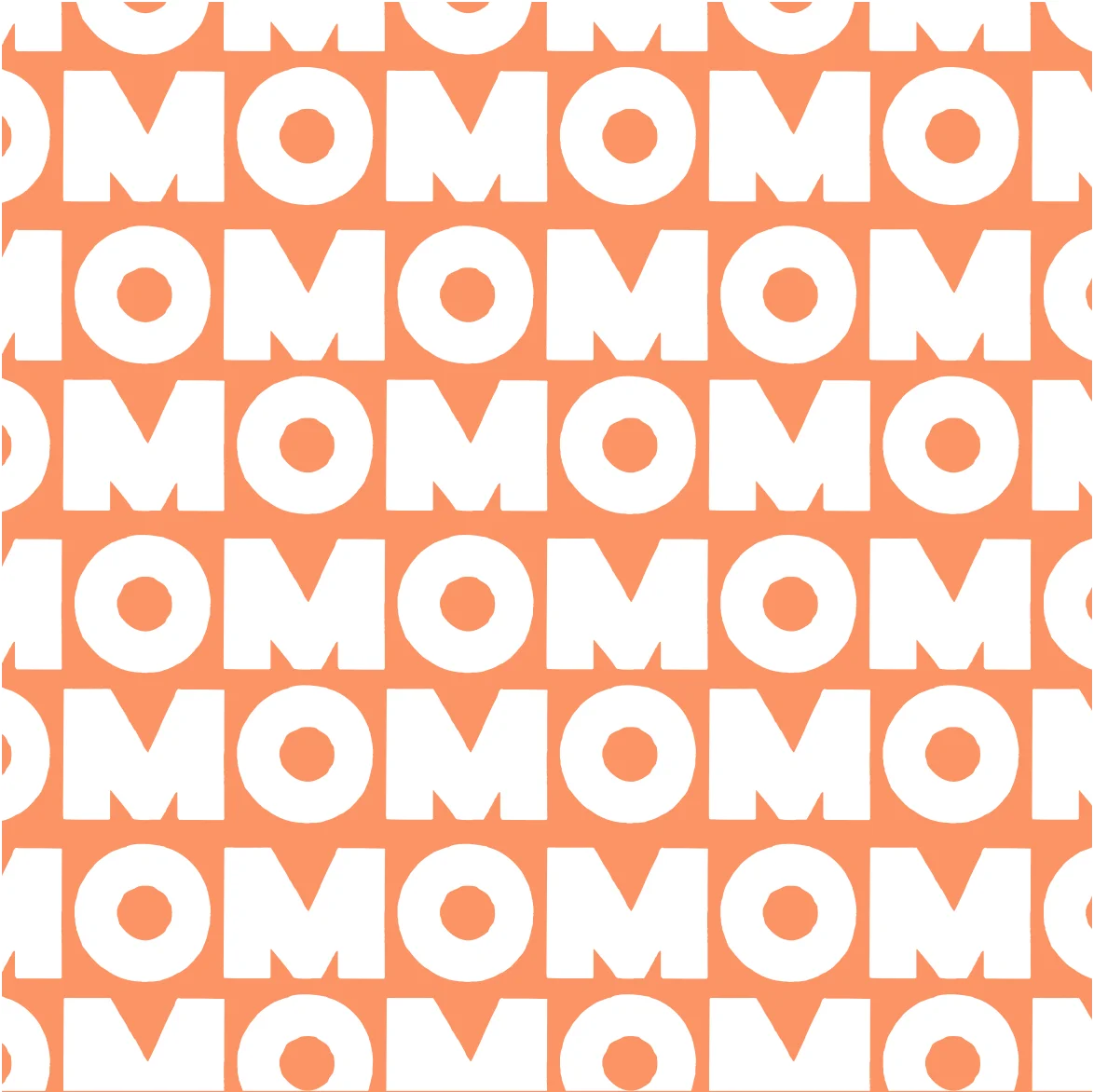Pattern of the word 'OM' repeated on a peach background