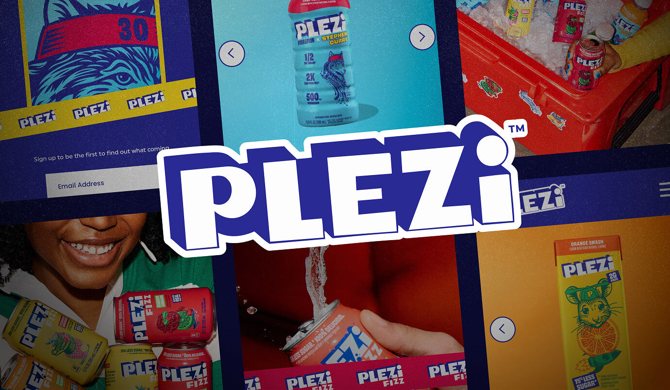 Multiple screens displaying Plezi products with the Plezi logo prominently featured.