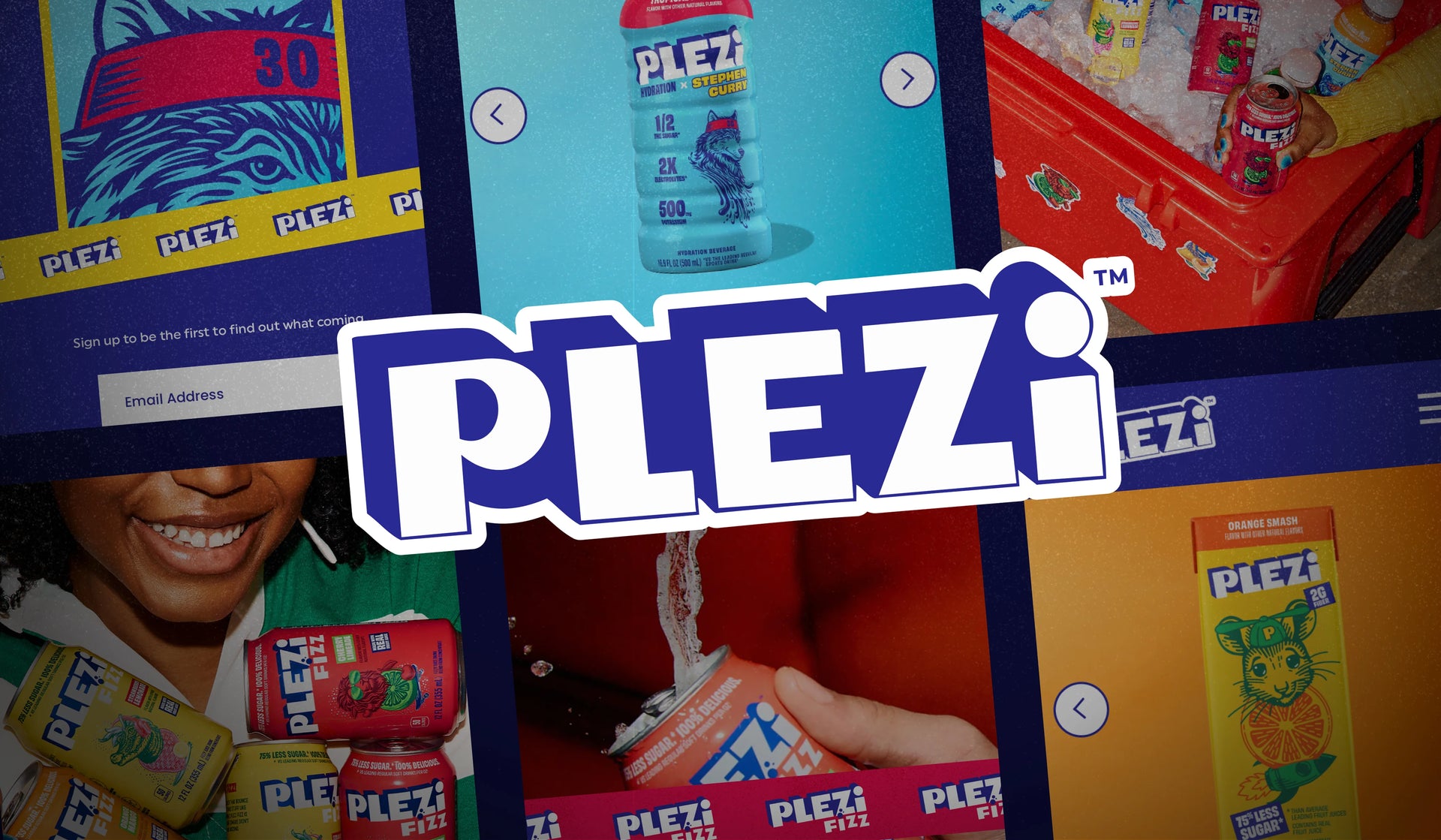 Multiple screens displaying Plezi products with the Plezi logo prominently featured.