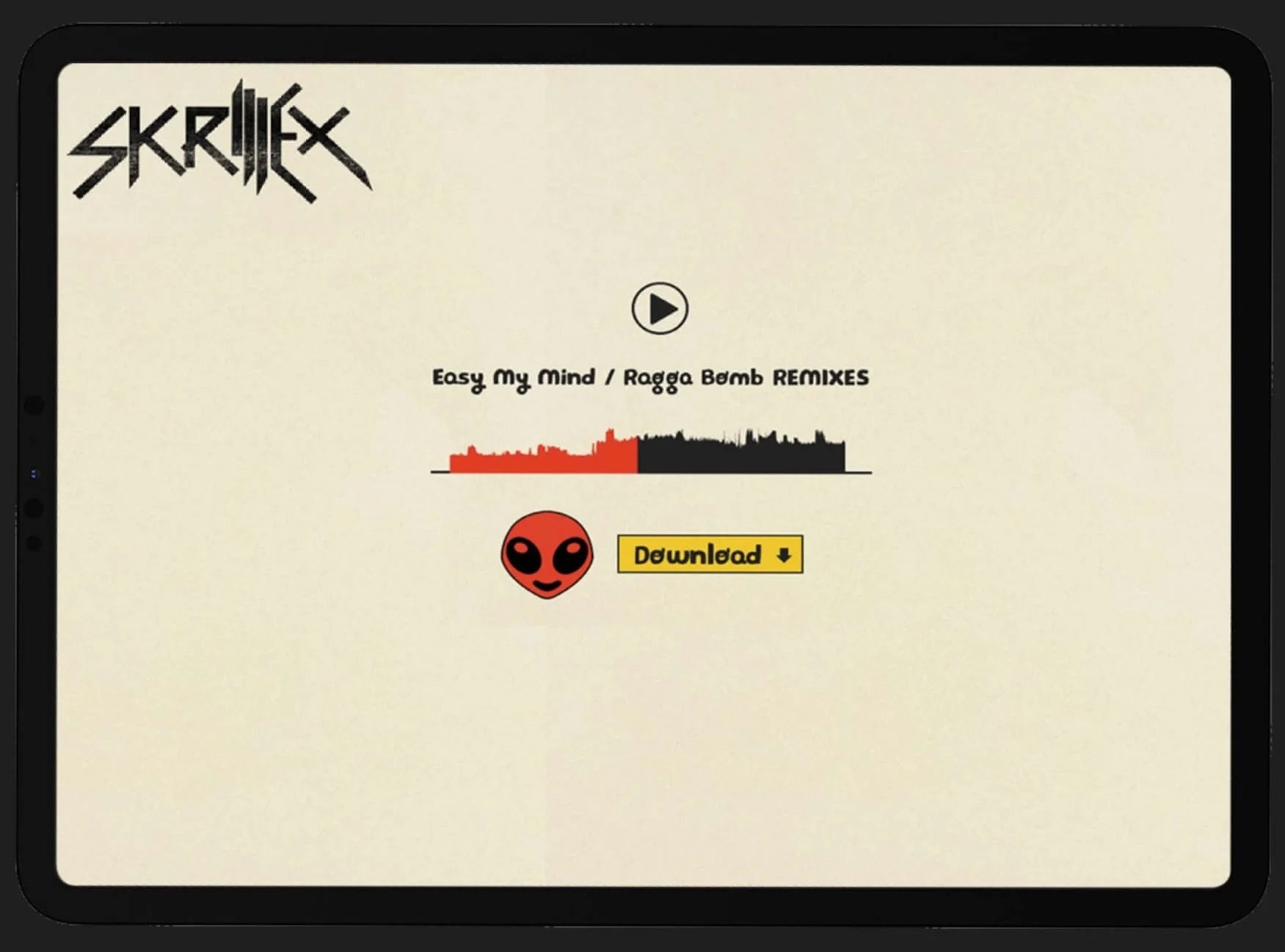 Skrillex album cover with remix options on a beige background