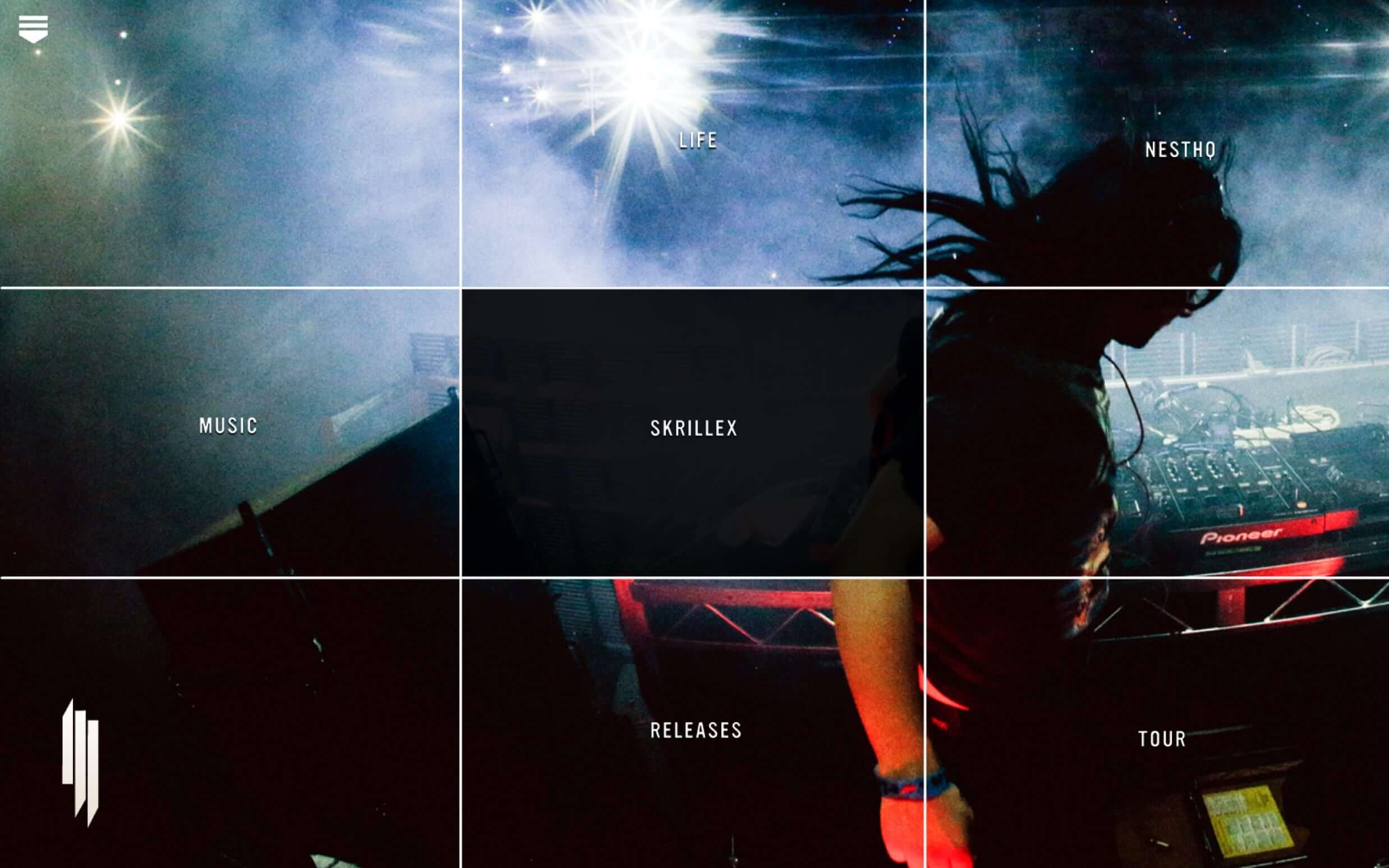 Collage of dark-themed images with text overlay on a website layout.