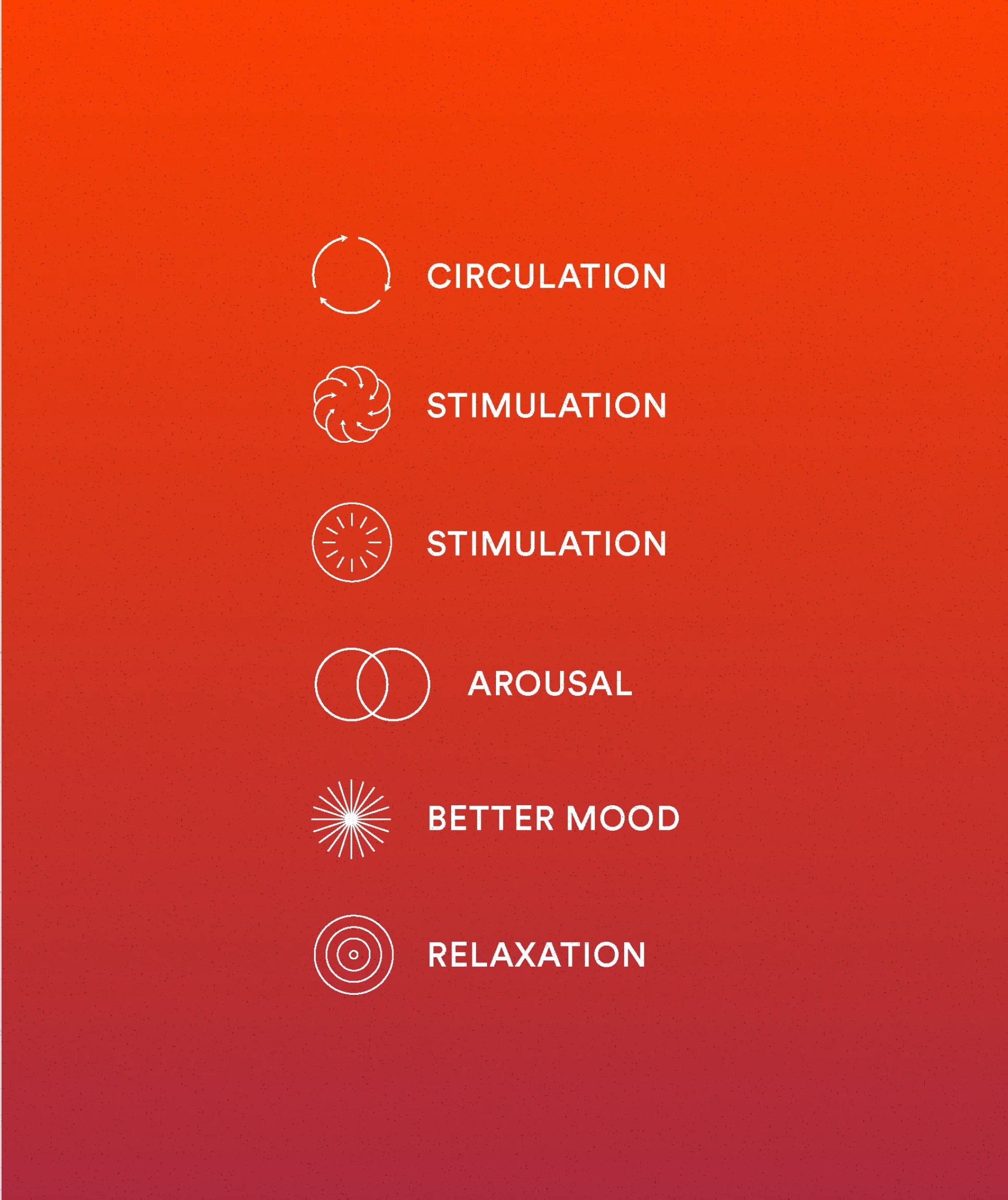 List of effects on a gradient red background