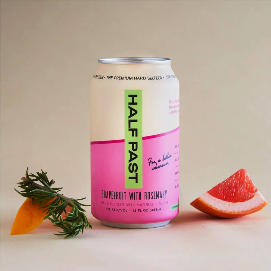 Half Past Can of Grapefruit with Rosemary Hard Seltzer
